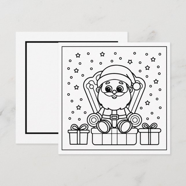 Festive Christmas Santa coloring  Holiday Card (Front/Back)