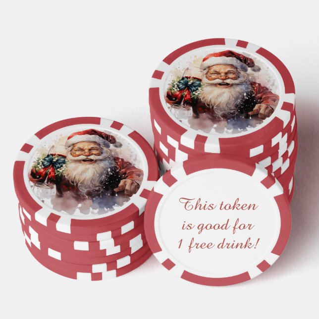 Festive Christmas Santa free drink  Poker Chips (Stack)