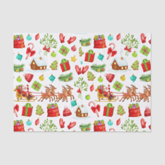 Festive Christmas Santa on the Sleigh and Gifts Tissue Paper