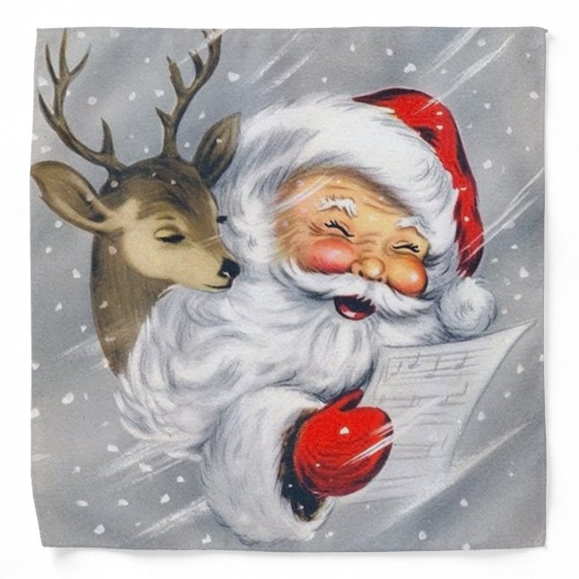 Festive Christmas Santa retro vintage Holiday Bandana (Front)