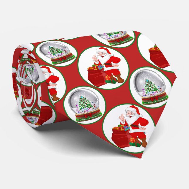 Festive Christmas Santa snowglobe Neck Tie (Rolled)