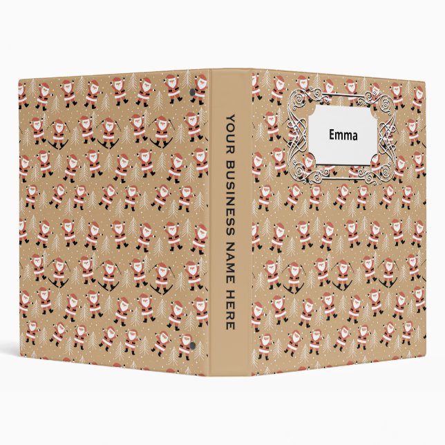 Festive Christmas Santa Snowy Celebration 3 Ring Binder (Background)