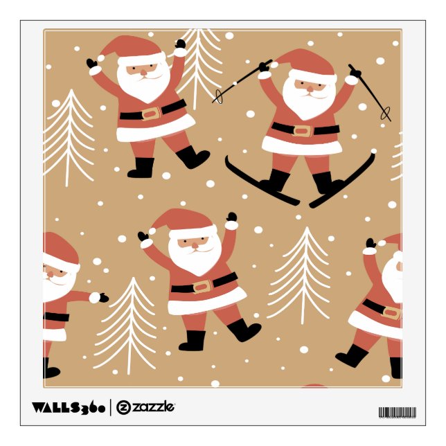Festive Christmas Santa Snowy Celebration Wall Decal (Front)