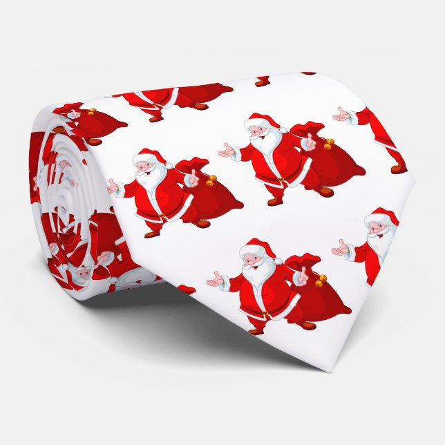 festive Christmas Santa tiled pattern  Neck Tie (Rolled)