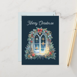 Festive Christmas scene add message Holiday Postcard