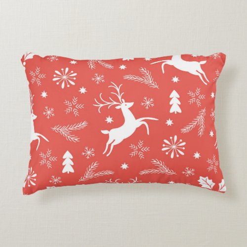 Festive Christmas Seamless Pattern Accent Pillow