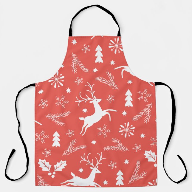 Festive Christmas Seamless Pattern Apron (Front)