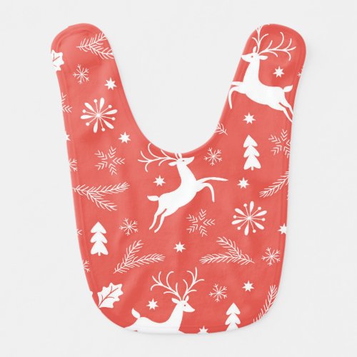 Festive Christmas Seamless Pattern Baby Bib