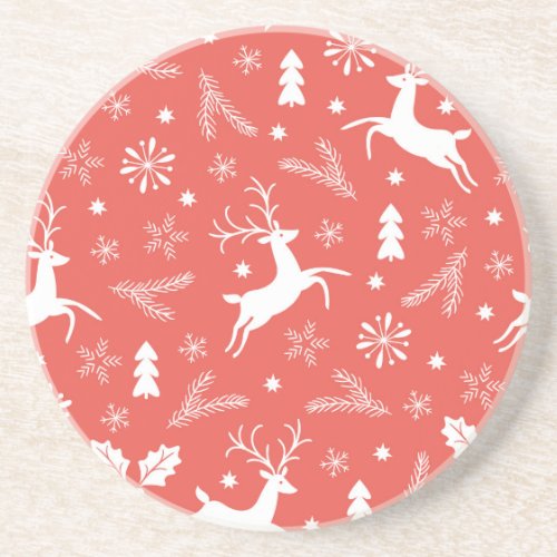 Festive Christmas Seamless Pattern Coaster