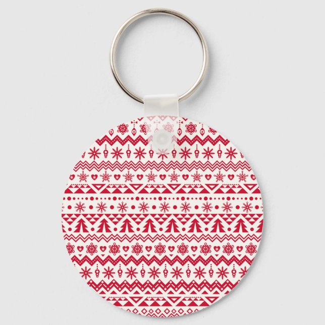 Festive Christmas seamless pattern. Keychain (Front)