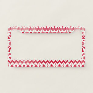 Festive Christmas seamless pattern. License Plate Frame