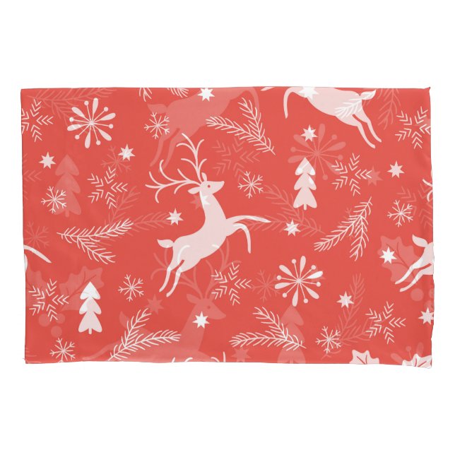 Festive Christmas Seamless Pattern Pillow Case (Front)