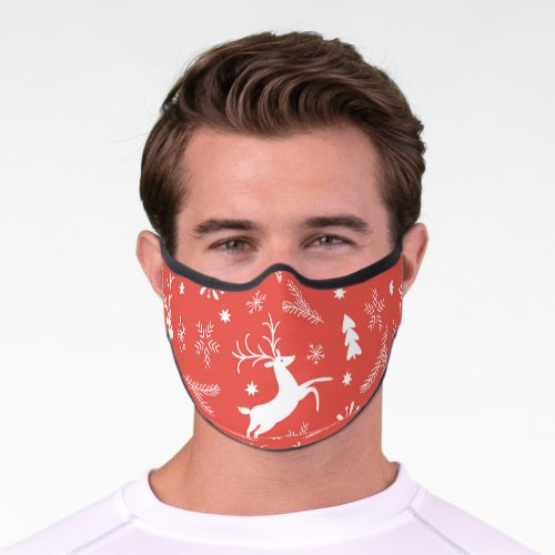 Festive Christmas Seamless Pattern Premium Face Mask