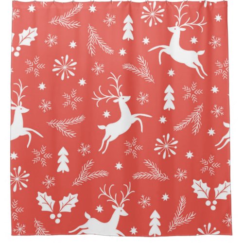 Festive Christmas Seamless Pattern Shower Curtain