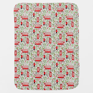 Festive Christmas Season in London, London bus Wra Baby Blanket