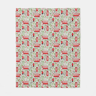 Festive Christmas Season in London, London bus Wra Fleece Blanket