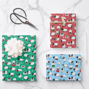 Festive Christmas Sheep Wrapping Paper Sheets