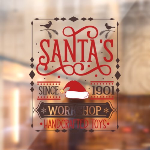 Festive Christmas shop Santas workshop  Window Cling