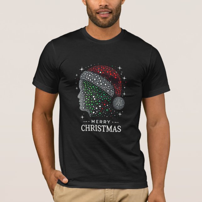 Festive Christmas Silhouette Santa Hat  T-Shirt (Front)