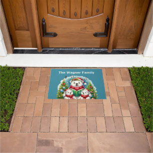 Festive Christmas singing polar bears Doormat