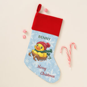 Festive Christmas Sled Rubber Duck Stocking