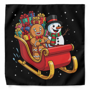 Festive Christmas Sleigh Ride with Gingerbread Man Bandana