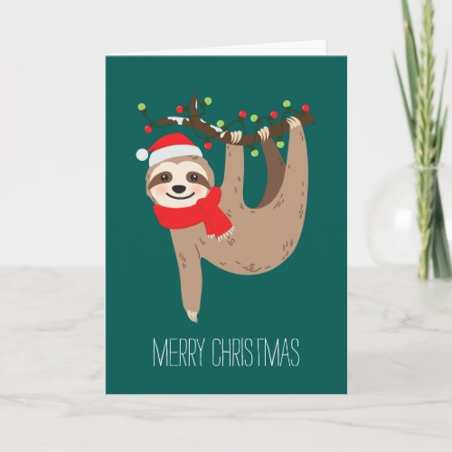 Festive Christmas Sloth Custom Photo Holiday Card