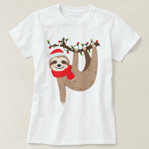 Festive Christmas Sloth T_Shirt