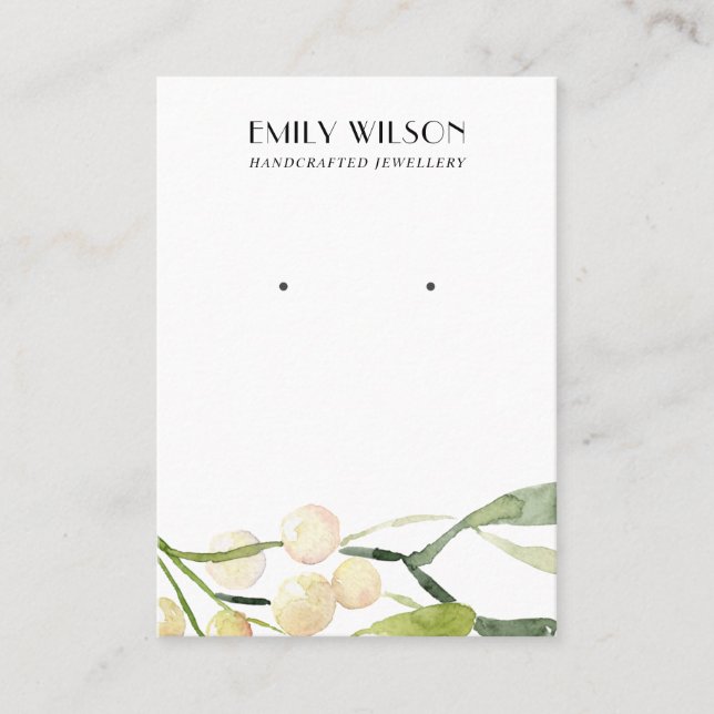 FESTIVE CHRISTMAS SNOW BERRY STUD EARRING DISPLAY BUSINESS CARD (Front)