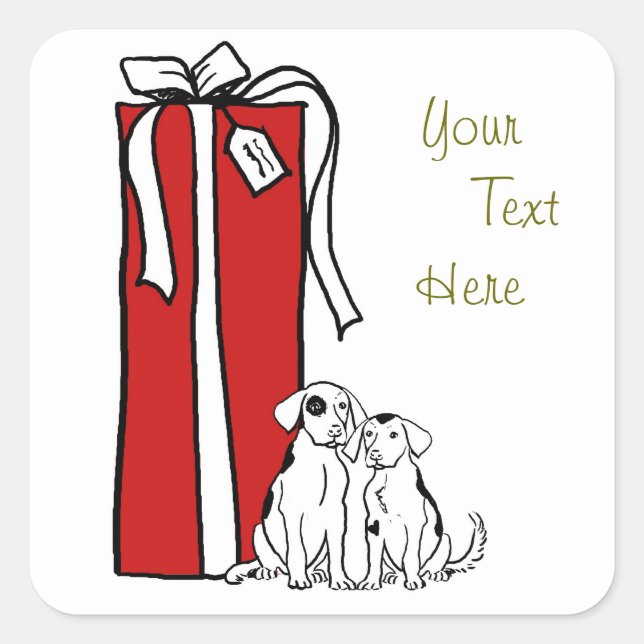 Festive Christmas Snowflake Dog Square Sticker (Front)