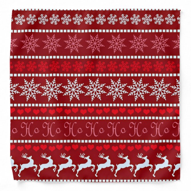 Festive Christmas Snowflake Pattern Bandana (Front)