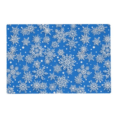 Festive Christmas snowflake pattern blue  Placemat