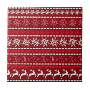 Festive Christmas Snowflake Pattern Ceramic Tile