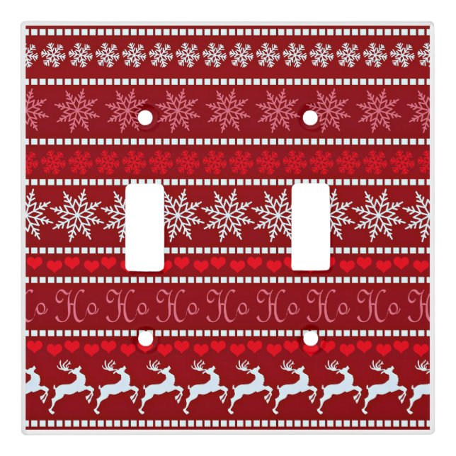 Festive Christmas Snowflake Pattern Light Switch Cover (Front)