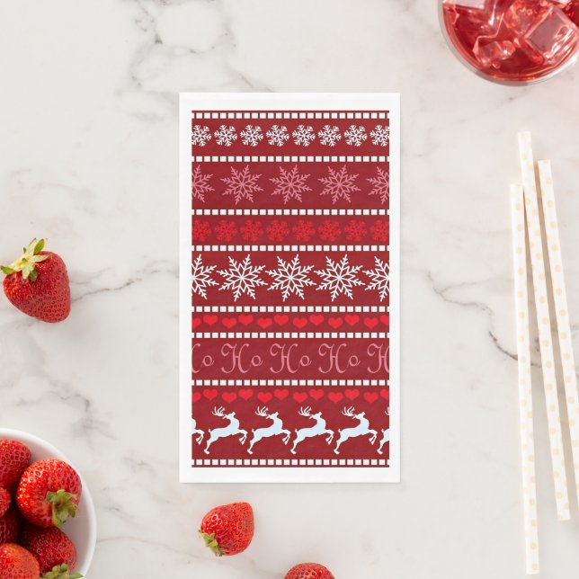 Festive Christmas Snowflake Pattern Paper Guest Towels (Insitu)