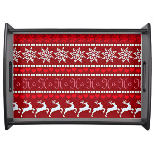 Festive Christmas Snowflake Pattern Serving Tray