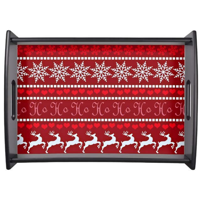 Festive Christmas Snowflake Pattern Serving Tray (Front)