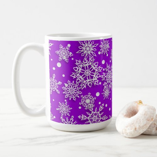 festive Christmas snowflake purple pattern  Coffee Mug