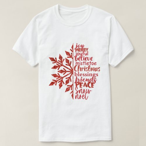 festive Christmas snowflake word art T_Shirt