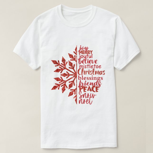 festive Christmas snowflake word art T-Shirt (Design Front)