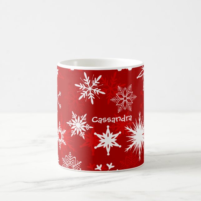 Festive Christmas snowflakes Coffee Mug (Center)