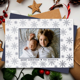 Festive Christmas Snowflakes Photo Real Foil Holiday Card