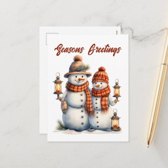 Festive Christmas snowman add text Holiday  (Front/Back In Situ)