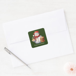 Festive Christmas snowman cookies Square Sticker