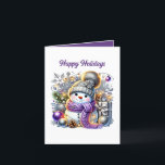 Festive Christmas snowman customizable  Holiday Card<br><div class="desc">Festive Christmas snowman customizable Holiday Card</div>