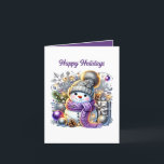 Festive Christmas snowman customizable  Holiday Card<br><div class="desc">Festive Christmas snowman customizable Holiday Card</div>