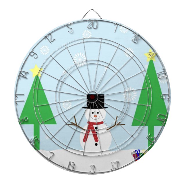 Festive Christmas Snowman Dart Board (Front)