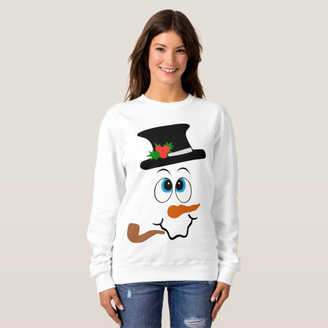 Festive Christmas snowman face sweatshirt (Front Full)
