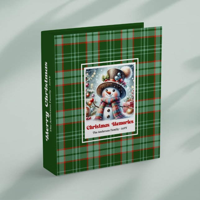 Festive Christmas snowman holiday keepsake persona 3 Ring Binder (Festive Christmas snowman holiday keepsake personalized)
