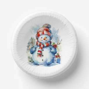 Festive Christmas snowman Holiday party  Paper Bowls